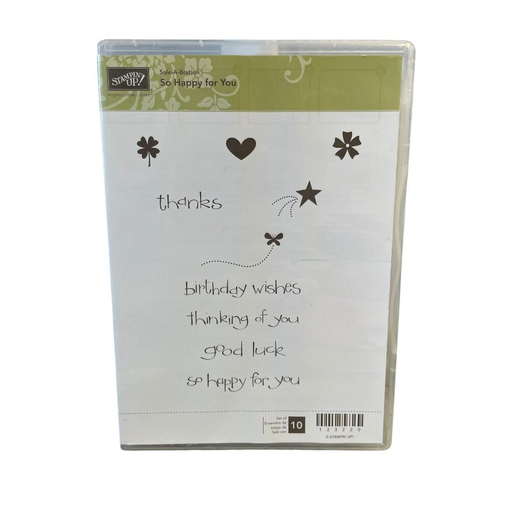 Stampin' Up! "So Happy for You" Clear Mount‎ Stamp Set Sentiments 10-Piece